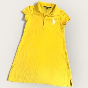 Polo Ralph Lauren Girls Yellow Polo Dress Short Sleeve Mesh Size 7 Preppy